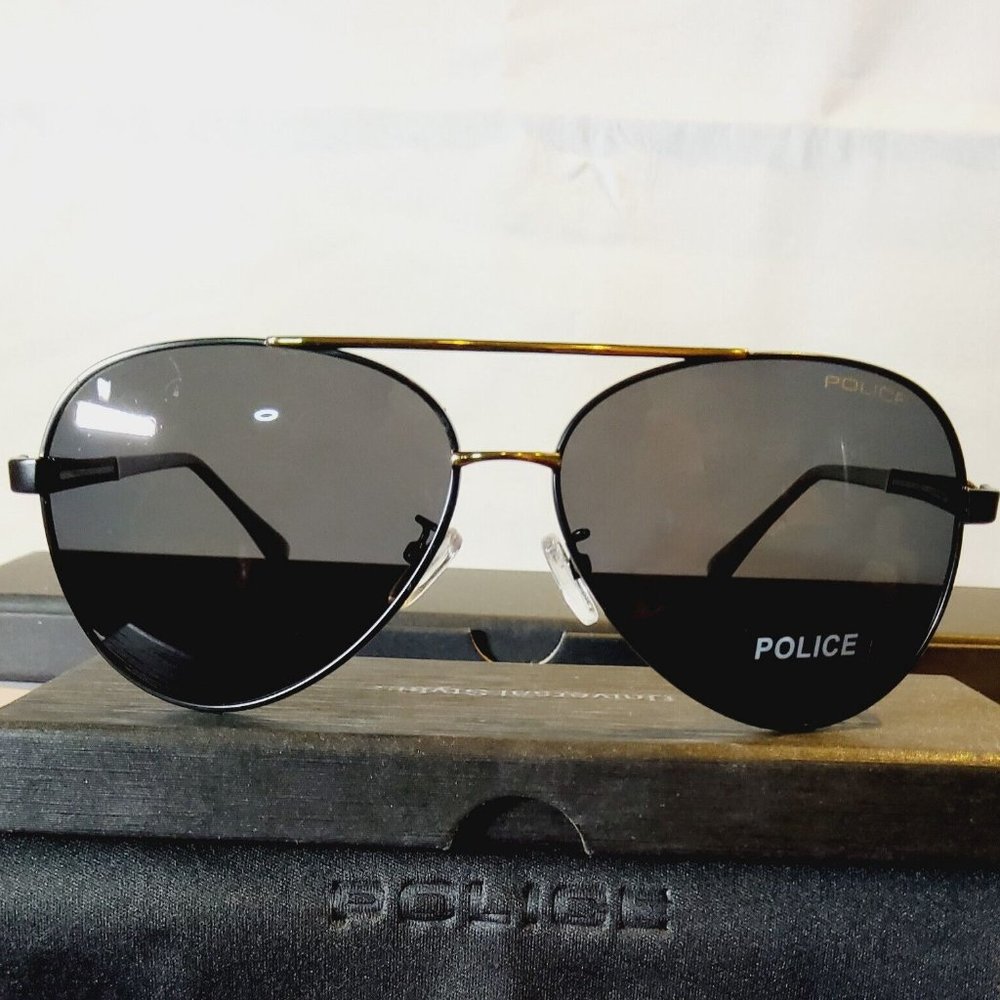 Unisex Aviator Sunglasses 63mm Polarized Black/Gold Metal Frame 100%UV 133mm
